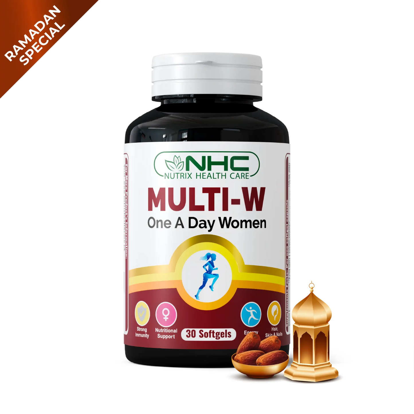  - Ramadan Special Multi‑W softgel bottle, multivitamin with 24 vitamins and minerals