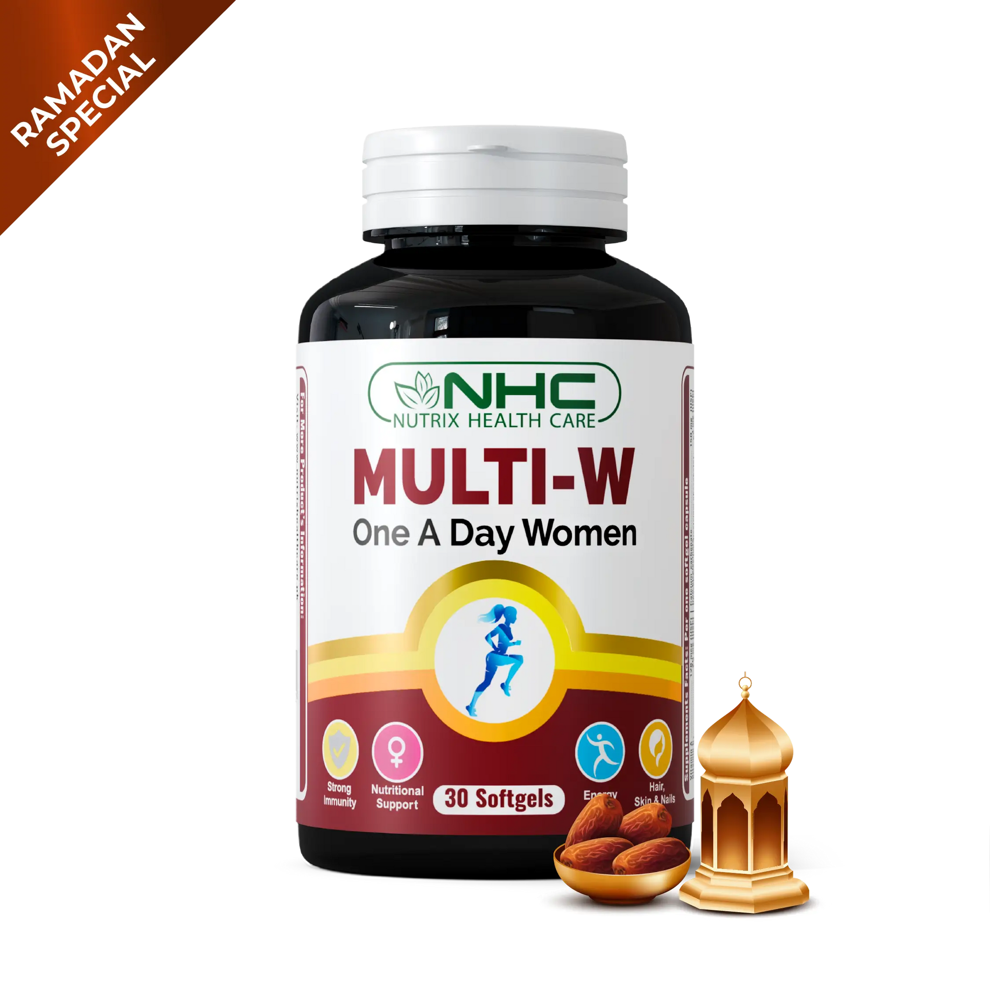  - Ramadan Special Multi‑W softgel bottle, multivitamin with 24 vitamins and minerals